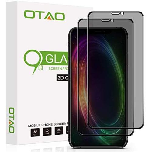 OTAO Privacy Screen Protector for iPhone 11 Pro/iPhone X/XS 5.8inch True 28°Anti Spy Tempered Glass Full-Coverage (2 -Pack)