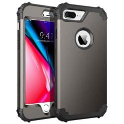 BENTOBEN Case for iPhone 8 Plus, iPhone 7 Plus Case, 3 in 1 Hybrid Hard PC Soft Rubber Heavy Duty Rugged Bumper Shockproof Anti Slip Full-Body Protective Phone Cover for iPhone 8 Plus/7 Plus, Gunmetal