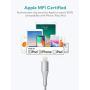 Lightning Cable 3ft Xcentz, Apple MFi Certified iPhone Charger, Braided Nylon Fast Charging iPhone Cable with Premium Metal Connector for iPhone 11/11 Pro/X/XS/XR/XS Max/8, iPad Mini/Air-Silver
