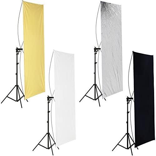 Neewer 35" x 70"/ 90 x 180cm Photo Studio Gold/Silver & Black/White Flat Panel Light Reflector with 360 degree Rotating Holding Bracket and Carrying Bag