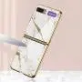Phone Case Ultra-Thin Back Cover Tempered Glass Shell Electroplated PC Protector Fit for Samsung Galaxy Z Flip Phone Accessories (Gold Thread White) Phone Case Ultra-Thin Back Cover Tempered Glass Shell Electroplated PC Protector Fit for Samsung Galaxy Z Flip Phone Accessories (Gold Thread White)