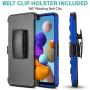 CasemartUSA Phone Case for [Samsung Galaxy A21], [Refined Series][Blue] Shockproof Cover with Built-in Kickstand & Belt Clip Holster for Samsung Galaxy A21 (Verzion, Boost Mobile, T-Mobile, Metro)