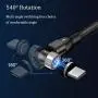 360° & 180° Rotation Magnetic Charging Cable, 3A Fast Charging Data Transfer USB Magnetic Cable, Nylon Braided 3 in 1 USB C,Micro USB Phone Charger Cable Compatible with iProduct (Black) 360° & 180° Rotation Magnetic Charging Cable, 3A Fast Charging Data Transfer USB Magnetic Cable, Nylon Braided 3 in 1 USB C,Micro USB Phone Charger Cable Compatible with iProduct (Black)