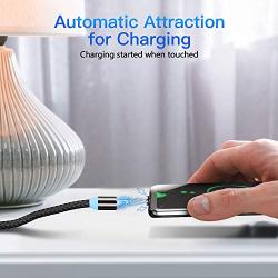 Magnetic Charging Cable, FONKEN 3 in 1 Magnetic Cable [4-Pack, 3ft/3ft/6ft/6ft] Magnetic Phone Charger Nylon Braided USB A to USB C Cable Compatible Micro USB, Type C Smartphone and iProduct Device