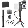 Movo SmartCine Smartphone Video Kit Tripod Bundle - All-in-One Grip Rig, Tripod, Microphone, Light, Lenses - for TIK Tok, Vlogging, Makeup, Tutorials, YouTube - Compatible with iPhone and Android