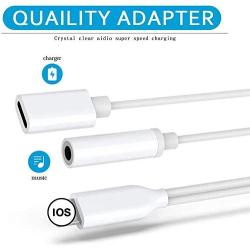 [Apple MFi Certified] Lightning to 3.5 mm Headphone Adapter Dual Ports Dongle Charger Jack&AUX Audio 3.5 mm Earphone Accessory,for iPhone 11/11 Pro/X/8,7 Plus/8 Plug and Play Support All iOS System