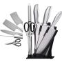 Professional Knife Set, Cleaver Knife Block Set 6 Pieces Knife Set with Sharpener, Kitchen Knives Stainless Steel with Acrylic Stand (6Pcs/Professional Cleaver/Stainless Steel/Sharpener/Acrylic Stand)