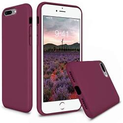 Vooii iPhone 8 Plus Case, iPhone 7 Plus Case, Soft Silicone Gel Rubber Bumper Case Microfiber Lining Hard Shell Shockproof Full-Body Protective Case Cover for iPhone 7 Plus /8 Plus - Burgundy