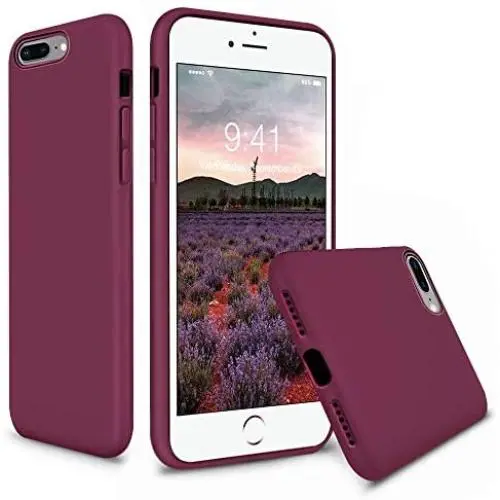 Vooii iPhone 8 Plus Case, iPhone 7 Plus Case, Soft Silicone Gel Rubber Bumper Case Microfiber Lining Hard Shell Shockproof Full-Body Protective Case Cover for iPhone 7 Plus /8 Plus - Burgundy Vooii iPhone 8 Plus Case, iPhone 7 Plus Case, Soft Silicone Gel Rubber Bumper Case Microfiber Lining Hard Shell Shockproof Full-Body Protective Case Cover for iPhone 7 Plus /8 Plus - Burgundy