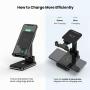 MEISO Wireless Charging Cell Phone Stand, Fully Foldable, Adjustable Phone Cradle,10W Max Qi-Enabled Wireless Charging Holder for iPhone 11/ES/MAX/XS/XR/X/8,AirPods/Pro,Samsung Galaxy S20/S10/S9/S8