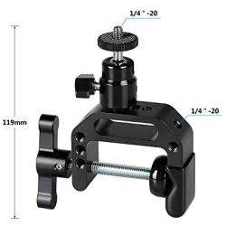 CAMVATE Heavy-Duty C Clamp Articulated 1/4"-20 Ball Head Support Holder (Black Locking Knob)