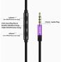 Headphones in-Ear Earbuds Earphones, 3.5mm Metal Housing Best Wired Bass Stereo Headset Built-in Mic/Hands-Free/Volume Control+Carrying Bag+2 Pair Earbuds (Purple)