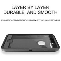 MXX iPhone 8 Plus Heavy Duty Protective Case with Screen Protector [3 Layers] Rugged Rubber Shockproof Protection Cover for Apple iPhone 7 Plus - iPhone 8 Plus/Apple Phone 8+ (Black)
