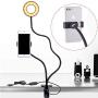 Fimghsoo Selfie Ring Light with Cell Phone Holder for Live Stream/Makeup/Video Chat, LED Camera Beauty Light with Flexible Arms[3-Light Mode][10-Level Brightness], Compatible iPhone Android Phone