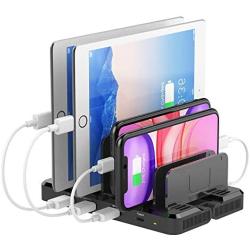 Alxum USB C Charging Station for Multiple Devices, Multi Ports Charging Dock Station with Quick Charge 3.0+USB C Ports, Transformable Wall Mount Charger, for Cell Phone, Tablet, and Other USB Devices