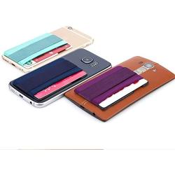 Sinjimoru Cell Phone Grip with Card Wallet, Phone Wallet Stick on Card Holder for Back of Phone, Slim Wallet with Elastic Phone Strap. Sinji Pouch Band Beige