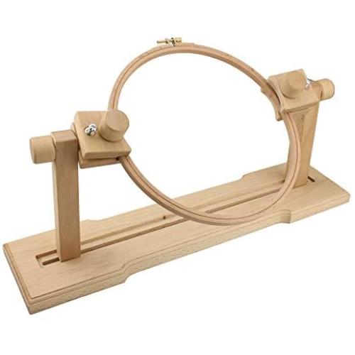 Size Adjustable Round Embroidery Frame Hoop Stand Holder Wood Easy Operation