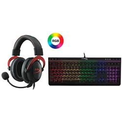 HyperX Cloud II Gaming Headset - 7.1 Surround Sound- Red (KHX-HSCP-RD) with HyperX Alloy Core RGBMembrane Gaming Keyboard Comfortable Black - Bundle