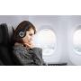Ausdom Lightweight Over-Ear Wired HiFi Stereo Headphones with Built-in Mic Comfortable Leather Earphones- Black