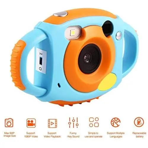 Mini Kids Digital Video Camera, 1.8" Toy HD Digital Video Camera with 4 Filters 5 Mega-Pixel Camera,Wonderful Gift for Children(Blue)