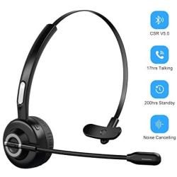 Bluetooth Headphones with Microphone, Wireless Bluetooth Headset on Ear, Noise Canceling PC Headset with Crystal Clear Sound for Cell Phones Tablet Home Office Skype, Truck Drive, Call Center