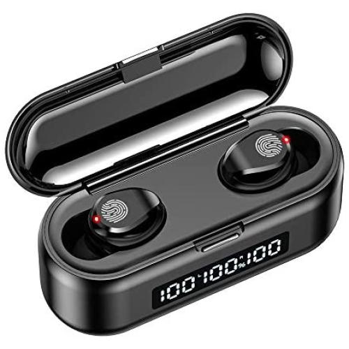 True Wireless Earbuds Bluetooth 5.0 Headphones with Digital LED Display 2000mAh Charging Case,Touch Control TWS Stereo Earphones in Ear Built in Mic Headset Deep Bass for Sports Gym Work