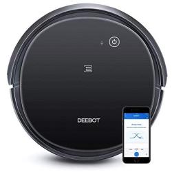 Ecovacs DEEBOT 500 Robot Vacuum Cleaner with Max Power Suction, Up to 110 min Runtime, Hard Floors and Carpets, Pet Hair, App Controls, Self-Charging, Quiet, Large, Black