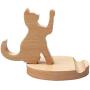 Cute Cat Cell Phone Stand, MHKBD Wooden Phone Stand Cell Phone Holder Desktop Cellphone Stand Universal Desk Stand for All Smart Phone Desk Decoration, Great Gift for Thanksgiving Day and Christmas