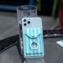 Yunce Cell Phone Card Holder RFID Ring Stand Stick on Wallet Card Holder for Back of Phone for iPhone Android and All Smartphones Adhesive Credit Card Holder for Cell Phone-Green Striped