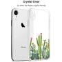 Unov Case Clear with Design Slim Protective Soft TPU Bumper Embossed Pattern [Support Wireless Charging] Cover for iPhone XR 6.1 Inch(Cactus Succulents)
