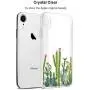 Unov Case Clear with Design Slim Protective Soft TPU Bumper Embossed Pattern [Support Wireless Charging] Cover for iPhone XR 6.1 Inch(Cactus Succulents)