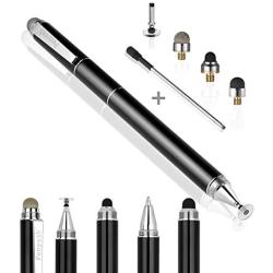 Penyeah Capacitive Stylus Pen with Ballpoint Pen Writing,[4-in-1] Multifunction Stylus pens for Touch Screens,Stylus for Ipad,Apple,iPhone,Ipad pro,Mini,Laptops with 4 Replacement Tips -Black