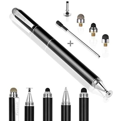 Penyeah Capacitive Stylus Pen with Ballpoint Pen Writing,[4-in-1] Multifunction Stylus pens for Touch Screens,Stylus for Ipad,Apple,iPhone,Ipad pro,Mini,Laptops with 4 Replacement Tips -Black