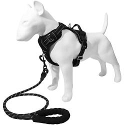 Hikiko No Pull Dog Harness and Leash Set Walking Pet Harness Adjustable Outdoor Reflective Oxford Material Pet Vest for Dogs Easy Control for Medium to Large Breed Dogs