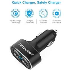 TECKNET USB Car Charger, PowerDash D2 9.6A/48W 4-Port Rapid USB Car Charger with BLUETEK Technology Compatible with iPhone X/8/7/6/6 Plus, iPad Air 2/Mini 4,Samsung Galaxy S6/S6 Edge and More…