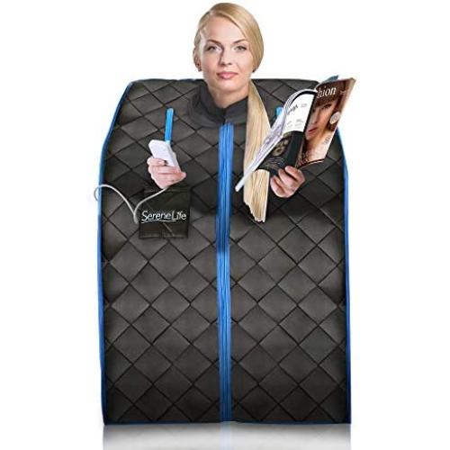 SereneLife Portable Infrared Home Spa | One Person Sauna | with Heating Foot Pad and Portable Chair