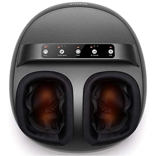 Nekteck Foot Massager Machine with Heat, Shiatsu Foot Massagers with Handle Design, 6 Mode with Kneading Rolling, Air Compression and Built-in Heat Function,Relax for Home or Office Use,Fit to Size 12