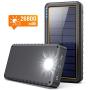 Solar Portable Charger 26800mAh Power Bank [Type-C Input] Fast Charging Phone Charger External Backup Battery Pack with 2 USB Output, LED Flashlight, Shockproof, Non-Slip, for iPhone, Samsung Galaxy