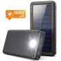 Solar Portable Charger 26800mAh Power Bank [Type-C Input] Fast Charging Phone Charger External Backup Battery Pack with 2 USB Output, LED Flashlight, Shockproof, Non-Slip, for iPhone, Samsung Galaxy