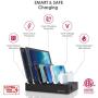 TIMSTOOL 6 USB Charging Station for Multiple Devices - No Buzz - LED Indication - Smart Fast Charging Dock Compatible with iPhone iPad Cellphone Black