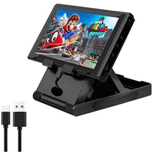 Play Stand for Nintendo Switch,SONVIEE Switch Game Holder Charging Dock Stand Multi Holder Switch Mount Bracket Height Adjustable with 1 Pcs Type C Data Line USB Cable for Switch Console Accessory