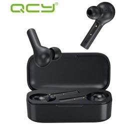 QCY T5 True Wireless Earbuds with Charging Case, TWS 5.0 Bluetooth Headphones with Noise Cancellation Mic, Touch Control, Compatible for iPhone, Android and Other Leading Smartphones, Black