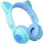 Kids Headphones, Riwbox CT-7S Cat Ear Bluetooth Headphones 85dB Volume Limiting,LED Light Up Kids Wireless Headphones Over Ear with Microphone for iPhone/iPad/Kindle/Laptop/PC/TV(Blue&Green)