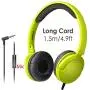 Avantree Long Cord Wired Headphones with Microphone(1.5M/4.9FT), Superb Sound, Comfortable, for Kids, Adults, Lightweight, On Ear Headset for Phone, Laptop, Computer, iPad, Tablet - 026 Yellow Green Avantree Long Cord Wired Headphones with Microphone(1.5M/4.9FT), Superb Sound, Comfortable, for Kids, Adults, Lightweight, On Ear Headset for Phone, Laptop, Computer, iPad, Tablet - 026 Yellow Green