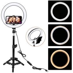 ZoMei 10" Selfie LED Ring Light with Tripod Stand &Cell Phone Holder for Live Stream/Makeup/YouTube Video,Dimmable Beauty Mini Camera Photography Ringlight for iPhone Xs Max XR Android