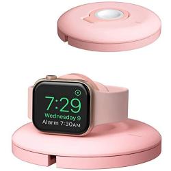 PZOZ Charger Stand Compatible for Apple Watch, Portable Charging Station Cable Management Dock Holder Case Organizer for iWatch with Band Series 5 4 3 2 1 44mm 40mm 42mm 38mm Accessories (Pink)