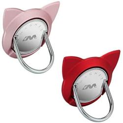 Cat Ring Phone Holder for Magnet Car Mount, Cell Phone Ring Holder Compatible for iPhone XS Max/XR/XS,Cat Finger Ring 2 Pack (Red/Rose Gold)