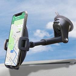 Suction Cup Phone Holder Windshield/Dashboard/Window, Universal Dashboard & Windshield Suction Cup Car Phone Mount with Strong Sticky Gel Pad,Compatible W/iPhone, Samsung &Other Smartphone