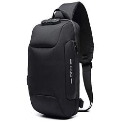 OZUKO Sling Backpack USB Anti-Theft MenS Chest Bag Casual Shoulder Bag