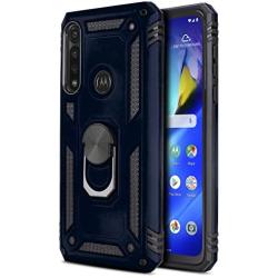 CasemartUSA Phone Case for [Motorola Moto G Power (XT2041)], [Ring Series][Navy Blue] Full Rotating Metal Ring Cover with Kickstand (Tracfone, Straight Talk, Simple Mobile, Consumer Cellular)